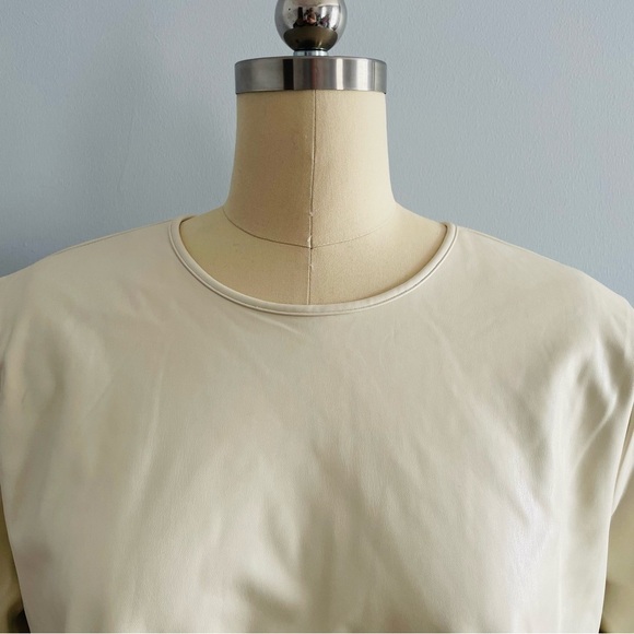Mud Pie Lovie Faux Leather Top/Blouse- Cream- Size Large- NWT - Picture 6 of 13